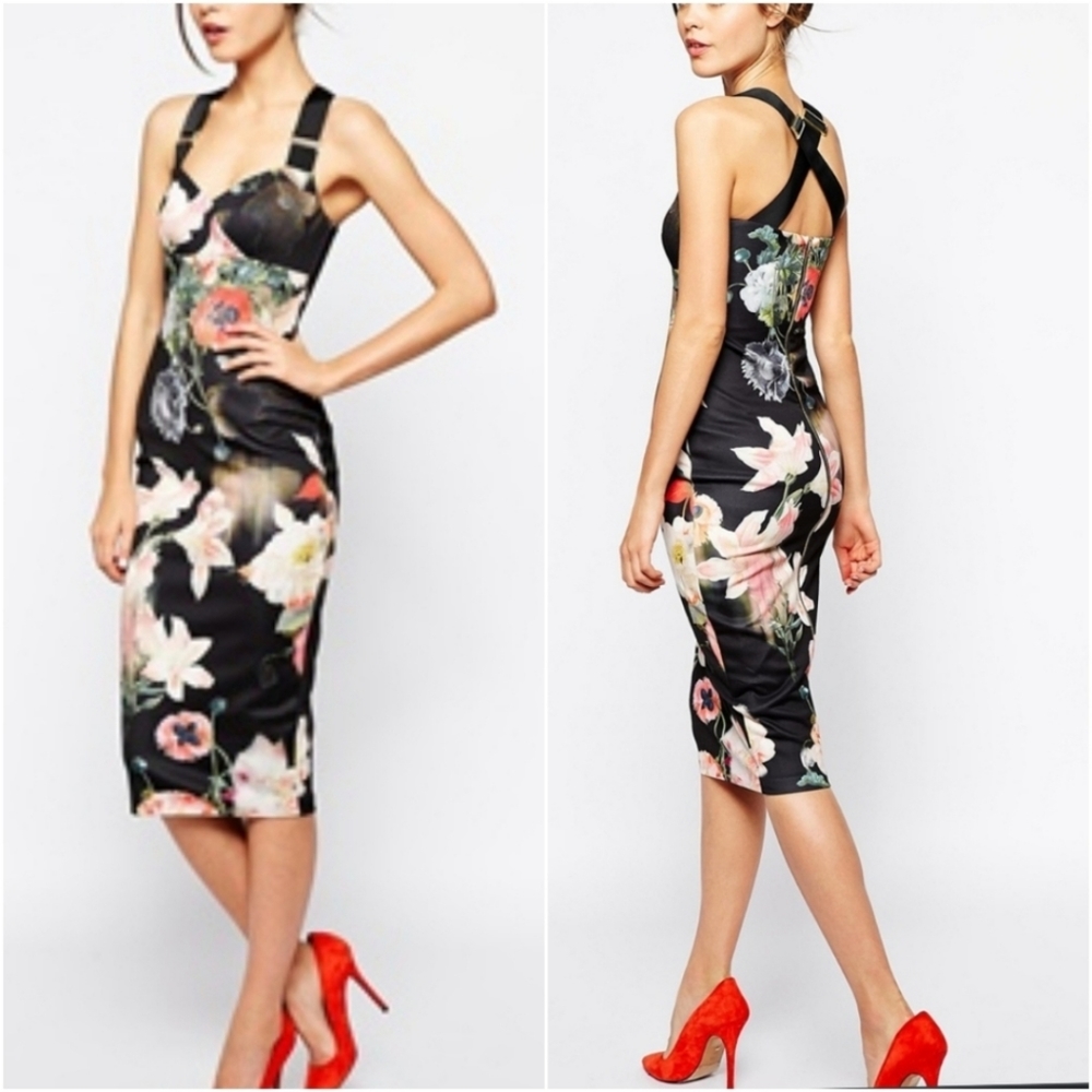 Ted Baker "Opulent Bloom" Floral Bodycon Dress